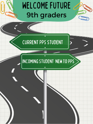 Image with a roadmap showing current PPS students select the left side menu options and outside PPS students select the right
